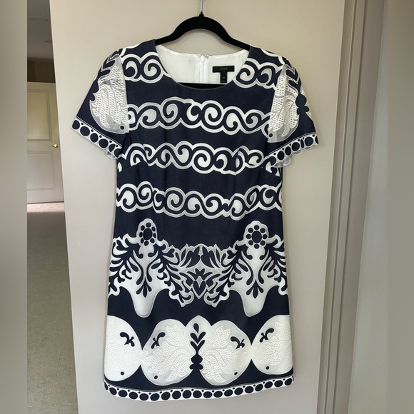J. Crew Geometric Short Sleeve Dress, Size 8 Petite - Picture 1 of 8